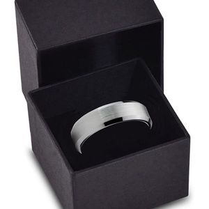 11.5 Tungsten Wedding Band Ring Men Women Comfort Fit Grey Bevel Edge Brushed